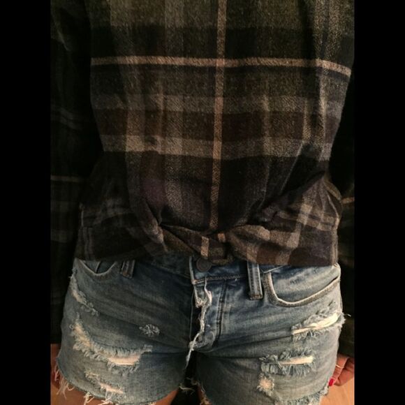 Zara dark blue/green/grey high/low long sleeved dress, checkered, size Small - Picture 2 of 7